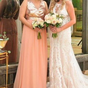 Dress on left. Rose gold